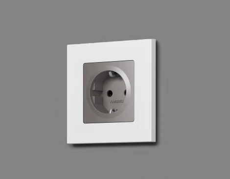 Лицевая панель Ambrella Volt ALFA (Сталь матовый) для электрической розетки с заземлением QUANT AP5060