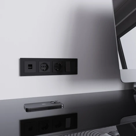 Розетка Ethernet RJ-45 (черный акрил) Werkel W1181048 (a064046)