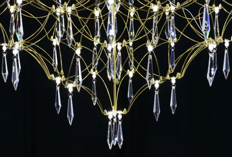 Подвесная люстра светодиодная с пультом и хрустальными подвесками Asfour MyFar Allegria MR2643-66P-76AP
