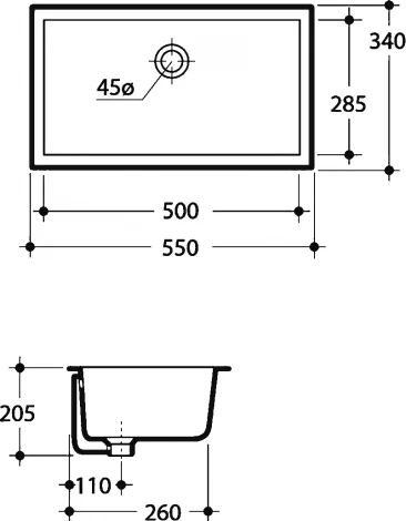 Раковина Kerasan 022901 55 см, встраиваемая