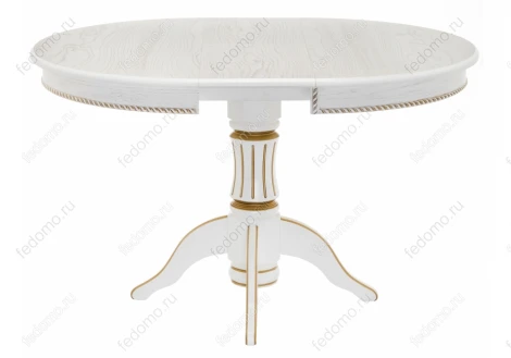 Деревянный стол Woodville Павия 100 молочный с золотой патиной 406087