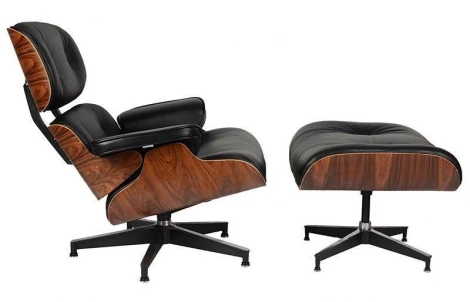 Кресло Eames Style Lounge Chair Ottoman Black Premium U.S. Version