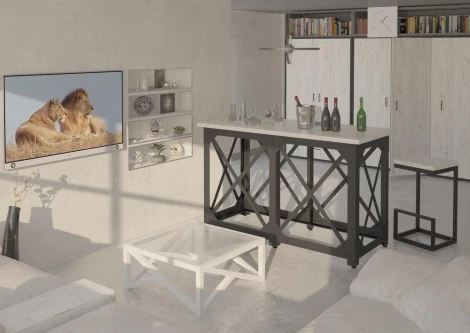 Барный стол Лофт N Дуб беленый шпон