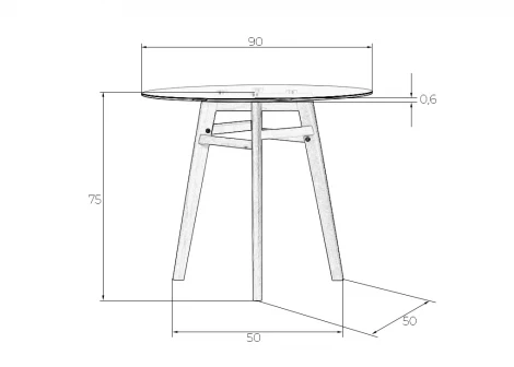 Стол обеденный ALBERT'90 GLASS (столешница стекло, деревянное основание)