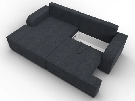 Диван угловой Лига-120 угол левый (ДСП,Брус,Фанера,ЛДС,Велюр/Темно-серый) Лига Диванов 137293L