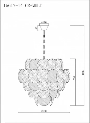 Подвесная люстра артишок iLamp Rivoli 15617-14 CR+MULT (220V, на цепи)