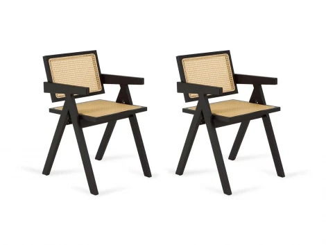 Комплект стульев Bellagio 2 шт. ОГОГО Обстановочка! 966296 (Ротанг,Массив,Дерево/Бежевый,Черный)