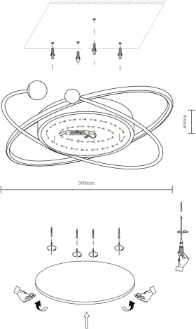 Потолочный светильник круглый Velante 435-347-03 (LED, 220V, пульт управления, шар, круглые, кольцо)