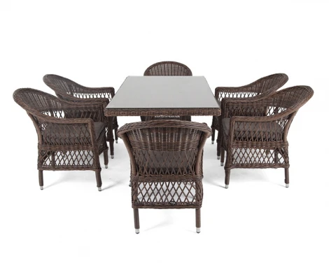 Обеденная группа из искусственного ротанга на 6 персоны, цвет коричневый 4SIS Амароне AmC6T-7-SET brown