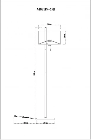 Торшер Arte Lamp Proxima A4031PN-1PB (220V, выключатель)
