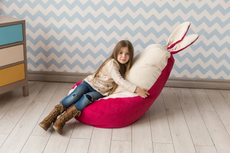 Кресло мешок Dreambag Зайчик Крем-Малина (Классический) 19187