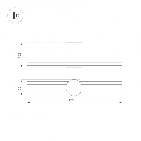 Настенный светильник LED SP-VINCI-M-S1200x55-12W Warm3000 (BK, 110 deg, 230V) (Arlight, IP20 Металл) 036931
