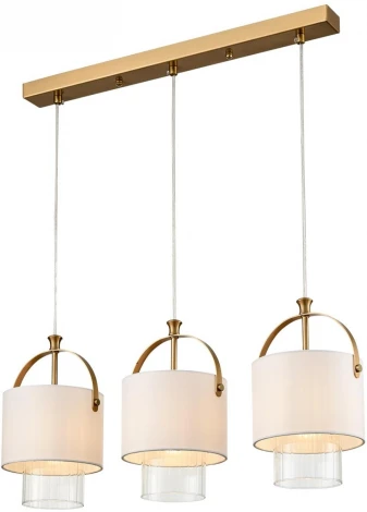 Подвесной светильник Lumion Jane 6593/3A латунь/белый, металл/текстиль, стекло E14 3*40W 220V (на проводе)