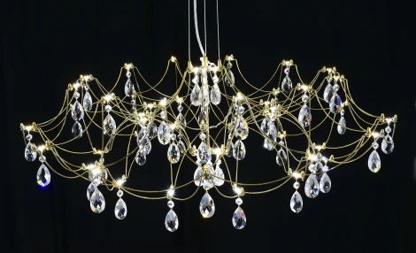 Подвесная люстра светодиодная с пультом и хрустальными подвесками Asfour MyFar Ersilia MR2663-60P-50AD