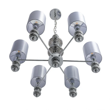 Подвесная люстра со стеклянным декором Lumion Ilmira 8338/6 хром/серый, металл/стекло/текстиль E14 6*40W 220V (на цепи)