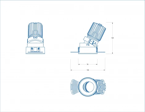 Точечный встраиваемый светодиодный светильник, круглая рамка, белый отражатель Fiberli Mr1215 12130103