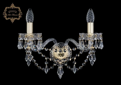 Бра Art Classic 10.23 10.23.2.165.Gd.Dr (220V, хрусталь, подвески, подсвечник, свеча)