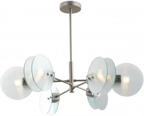 Потолочная люстра на штанге iLamp Panorama 15598-6 SN+CL (220V, круглые)