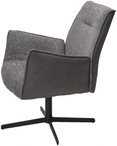 Кресло BELFAST 360 град. XD841-16 Серый, букле/ GINO-457 Серый, ткань/ Черный, ®DISAUR