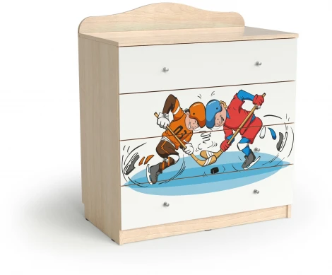 Комод "Хоккей", Шимо светлый/Белый, МАМА