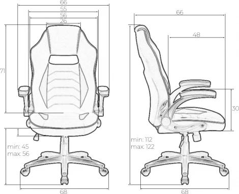 Кресло игровое DOBRIN RICK (черно-белый)