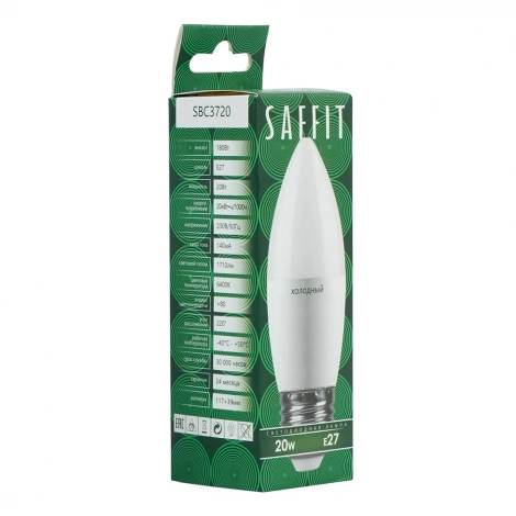 Лампа светодиодная Saffit SBC3720 55271 Свеча E27 20W 230V 6400K