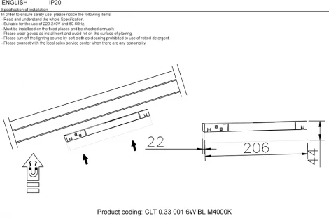 Трековый светильник магнитный светодиодный CLT 0.33 001 6W BL M4000K Crystal Lux (220V)