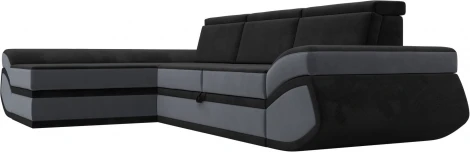 Диван угловой Лига-032 левый угол (Черный,Серый/Велюр) Лига Диванов арт.121648L