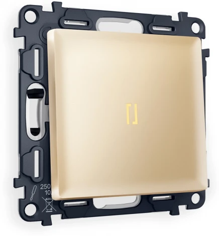 Комплект механизма Ambrella Volt 1-клавишного проходного выключателя с подсветкой 3200K ALFA MA602030 Шампань QUANT