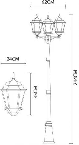 Наземный фонарь Arte Lamp Genova A1207PA-3BN