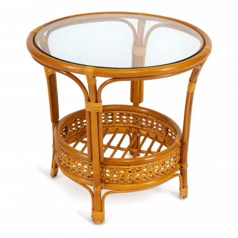 Комплект "PELANGI" 02/15 ( стол со стеклом + 4 кресла ) [без подушек] Honey (мед) (ротанг)