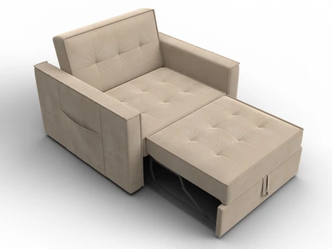 Кресло-кровать Лига-104 (80) (ЛДСП,Брус,Фанера,Велюр/Бежевый) Лига Диванов 134852
