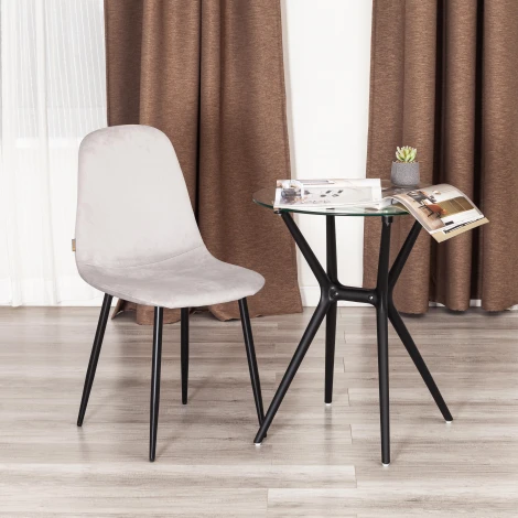 Стул Breeze/Бриз (мод. JSC-58)/2 шт. в упаковке велюр/металл, 44х53х86см, светло-серый HLR14/черный (Комплект из 2 шт.) Tetchair 24481