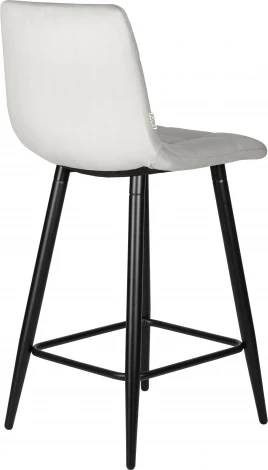 Стул полубарный DOBRIN OLIVIA (черные матовые ножки, светло-серый велюр (108-52))