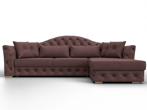 Диван угловой Артис правый угол (Брус,Рейка,Замша/Бордовый) Лига Диванов 128039