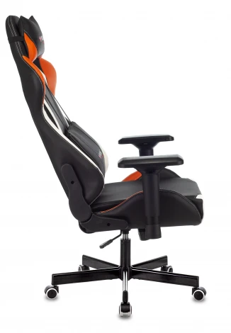 Кресло игровое Zombie VIKING TANK черный/оранжевый/белый эко.кожа с подголов. крестовина металл