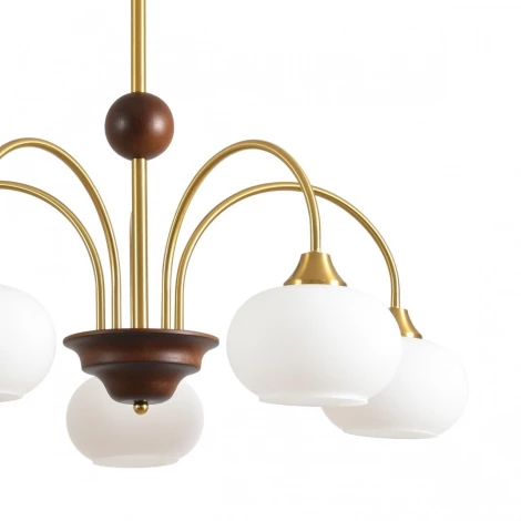 Потолочная люстра на штанге Lumion Larina 8323/5C латунь/белый, металл/стекло/дерево E27 5*60W 220V