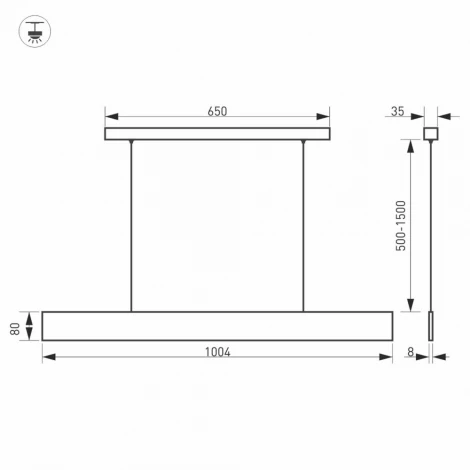 Подвесной линейный светильник светодиодный SP-BLADE-S1000x80-30W Day4000 (BK, deg) Arlight Blade 027601