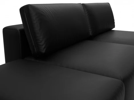 Диван прямой модульный с пуфом Лига-060 НПБ (ЛДСП,Брус,Фанера/Пластик/Экокожа/Черный) Лига Диванов 130054