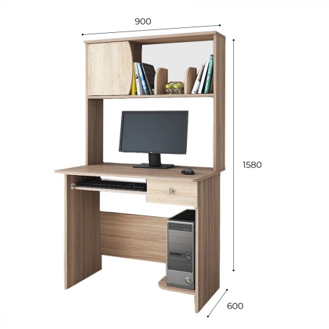 Стол компьютерный ТЭКС Грета-4, ясень шимо
