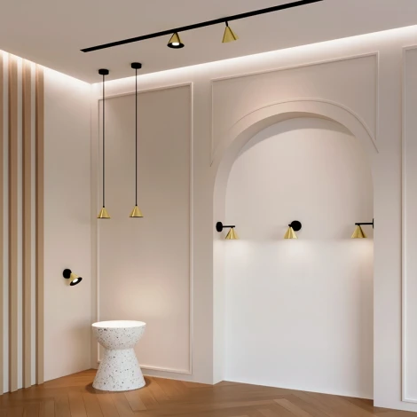 Спот Wolta WSL-GU10/S08G под лампу GU10 Черный / Золотой BELLO