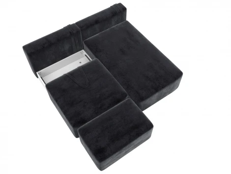 Диван угловой модульный с пуфом Лига-060 НПБ угол универсальный (ЛДСП,Брус,Фанера/Пластик/Велюр/Темно-серый) Лига Диванов 129683