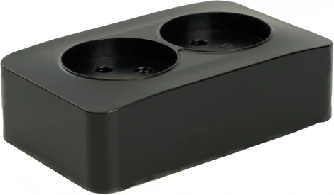 Розетка двойная без заземления (черный матовый) Stekker София 49496