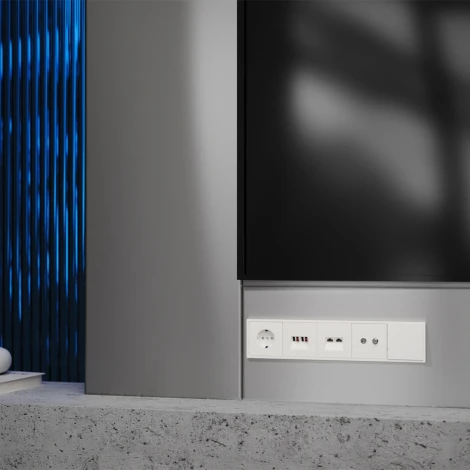 Накладка для розетки компьютерной двойной RJ45+RJ45 кат.6 (хлопок) Voltum S70 VLS001413