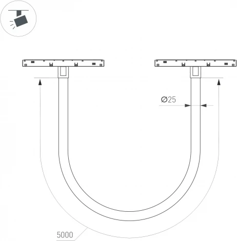 Светильник с гибким неоном магнитный MAG-ORIENT-TUBE-ELASTIC-R25-L5000-70W Day4000 (BK, 360 deg, 48V, DALI) (Arlight, IP20 Металл) 044340