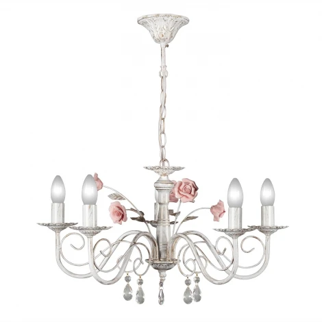 Люстра подвесная Day&Night, 5 ламп, белый с золотом, розовым и прозрачным