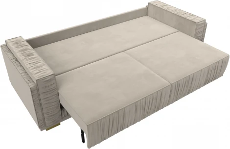 Диван прямой Лига-044 (Бежевый,Коричневый/Микровельвет) Лига Диванов арт.122256