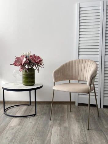 Стул ГЕММА, цвет H-06 Бежевый, велюр / шампань каркас М-City (арт.688M05848)