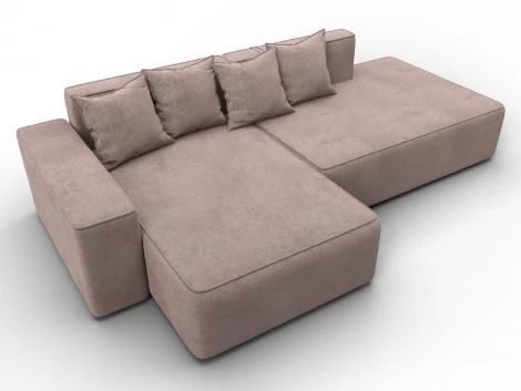 Диван угловой Лига-079 угол левый (ДСП/Пластик/Велюр/Бежевый) Лига Диванов 129821L