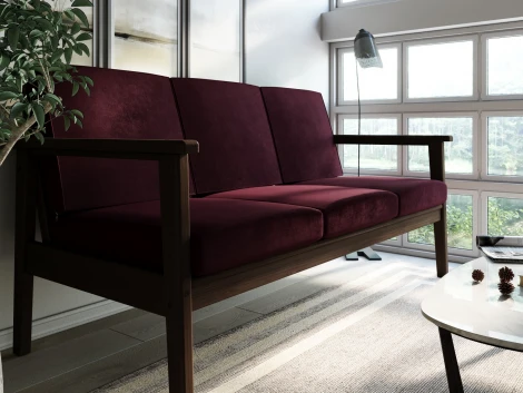 Диван Arsko прямой Лориан Б орех велюр бордовый